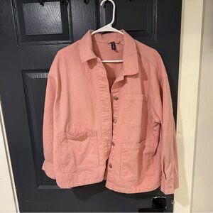 Pink Utility Jacket with Patch Pockets